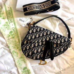 Oblique Black and Cream Monogram Saddle Bag